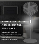 50 hours battery life rechargeable standing electric fan - Image 3